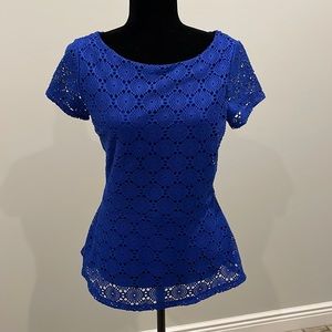 Royal blue lace stretch peplum  top